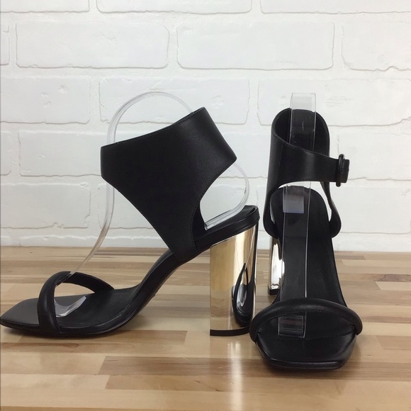 Rudsak Tika heeled shoes ankle tied black leather strap silver hot pumps new 37 - Picture 7 of 14